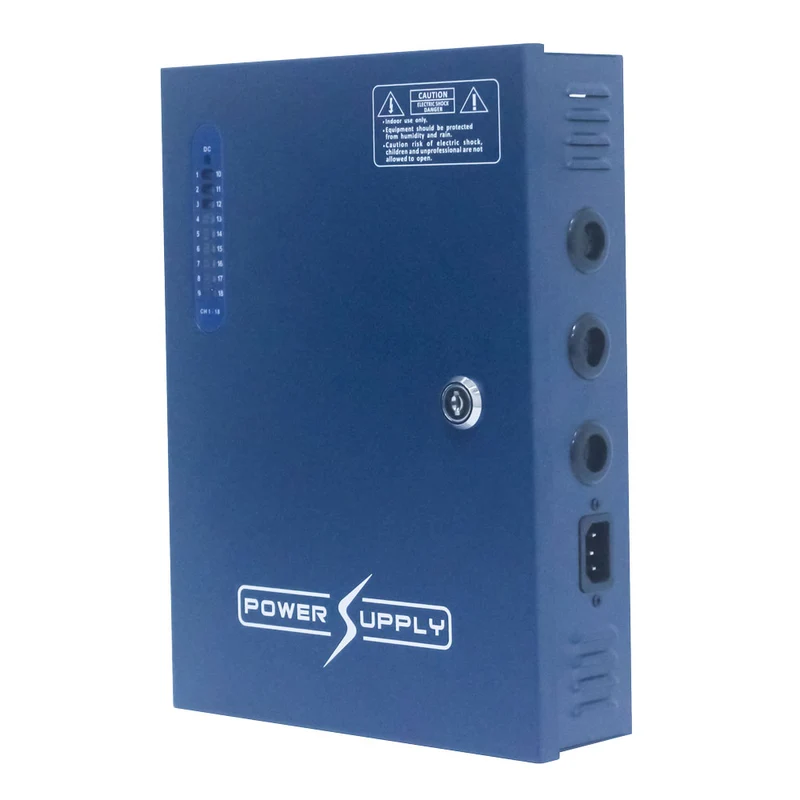 Sortie du boîtier d'alimentation CCTV : 12VDC, 18CH, 20A