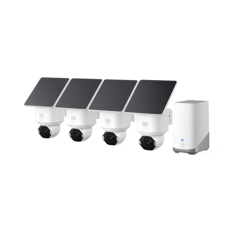 Eufy SoloCam E42 | 4K | Zonne-energie | AI-Detectie | Complete Set 4 Camera's + Homebase 3