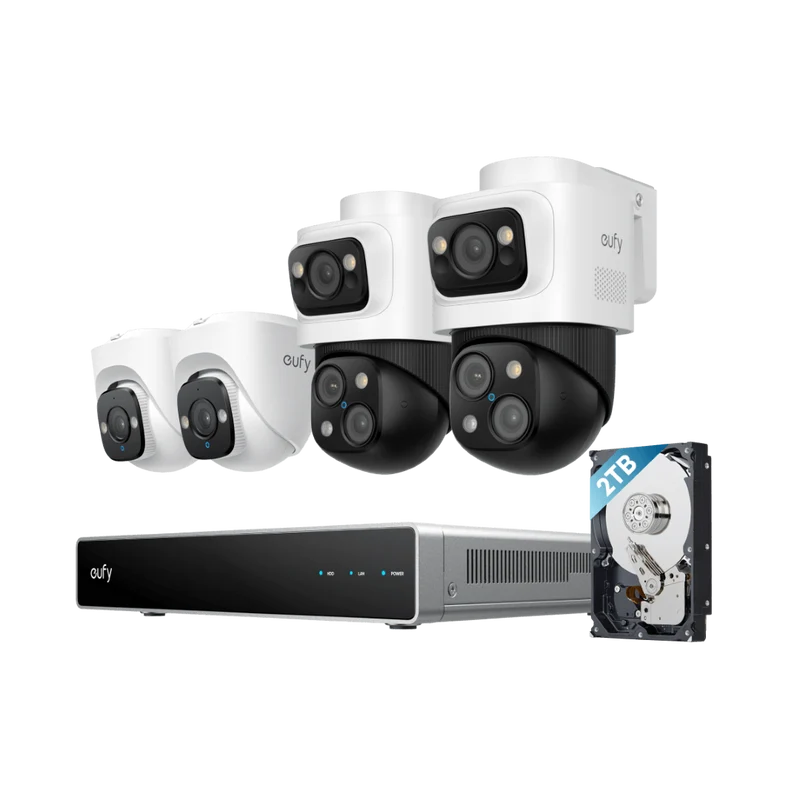 Eufy S4 | 4K | 2x Turret + 2x Bullet-PTZ | 8× Zoom | Cross-Camera Tracking | PoE Camerasysteem + NVR 2TB