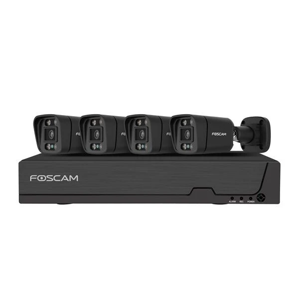 Foscam FNA108E-B4-2T Zwart – 8MP 4K PoE NVR Set met 4 Bullet Camera's en 2TB