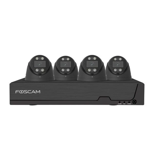 Foscam FNA108E-T4-2T Zwart – 8MP 4K PoE NVR Set met 4 Turret Camera's en 2TB