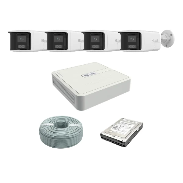 NEW! HiLook 8 Ch NVR - 4x 8MP IP 180° CCTV System | 1TB HDD |Smart Hybrid Light 30M