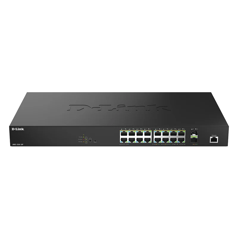 18-Port Multi-Gigabit Smart Managed PoE Switch with 2 10G SFP+ & 16 2.5G PoE Ports - DMS-1250-18P