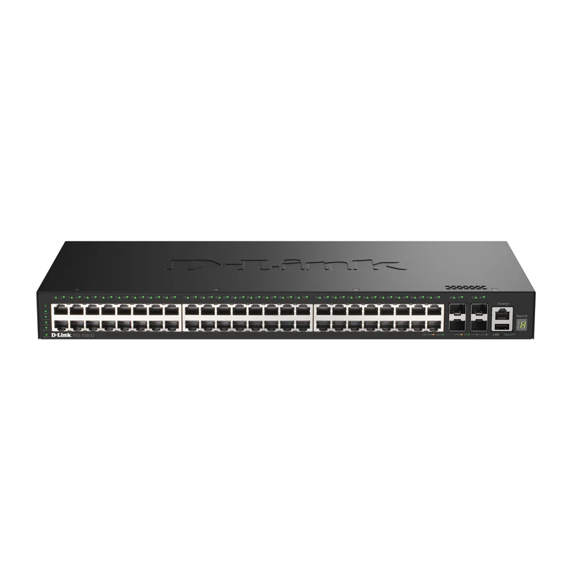 52-Port Gigabit Stackable Managed Ethernet Switch with 10GbE Uplinks (DGS-1530-52) | 48x 1GbE Ports + 4x 10GbE SFP+ Ports, L3 Lite, VLANs, Rackmount, Follows NDAA/TAA