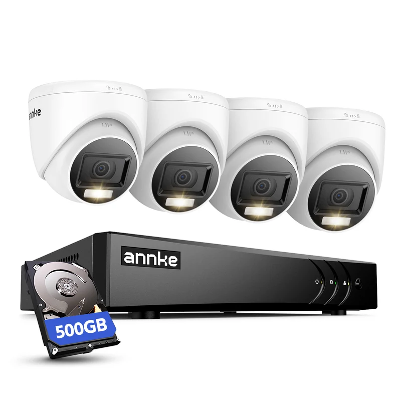 ANNKE Kit Caméra de Surveillance Exterieure 3K Lite DVR 8 Canaux, 500GB HDD, 1920 X 1080 Fil Extérieure Caméras de Vidéosurveillance, Détection de Personne/Véhicule, Vision Nocturne en Couleur, IP67