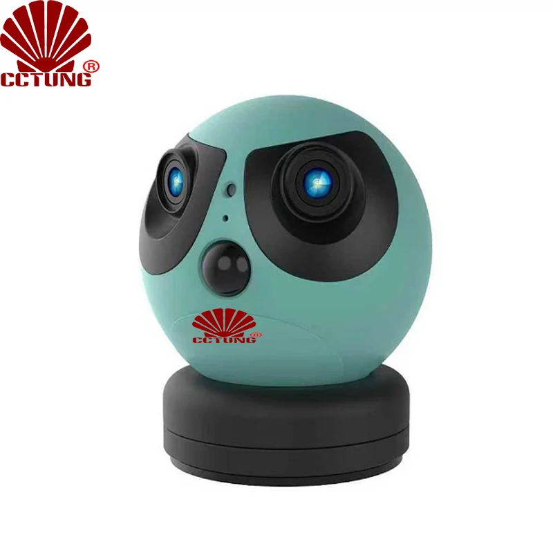 Cute Panda 2K HD WIFI Home Security Dual Panoramic bicocular Dual Screen Intelligent Camera with Dual Eyes for 180° Wide angle