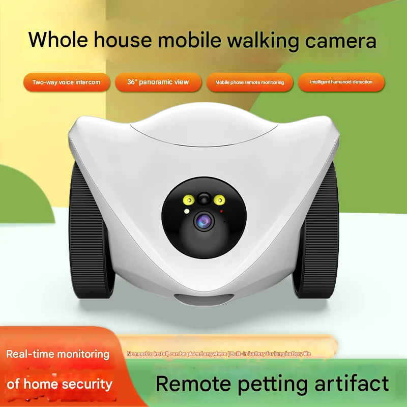 Whole House Mobile Walking Robot with Security Smart Camera for Specific Pet Monitoring & Playing With Remote Laser Dot & Feeding Snacks