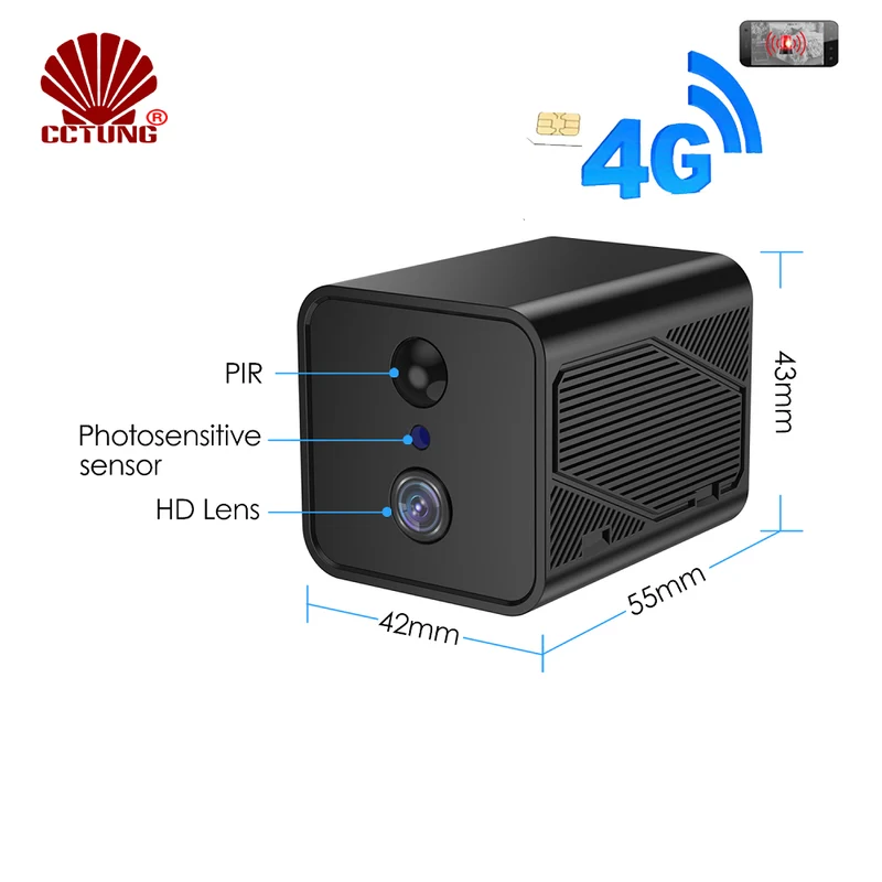 HD MINI Camera Conclude 4G & WIFI Version with Universal Bracket For common Installation everywhere with 2 way intercom