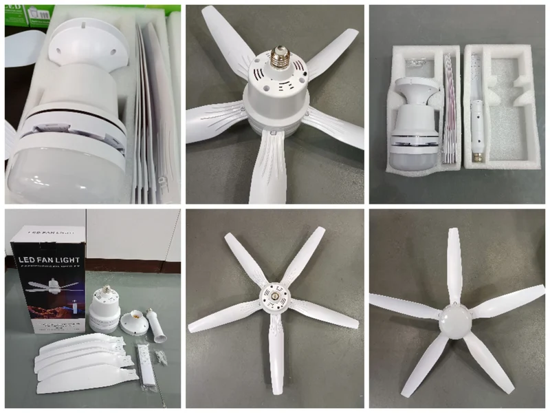 E27 Socket 5 blade LED Fan Light With Remote Controller For different Gear Speed and Color Temperature.