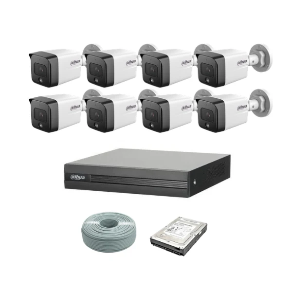 Dahua 2MP IP POE Camera Kit - 8ch NVR - 8 x 2MP IP cameras - 1TB HDD - 100M cable - 30M Night vision