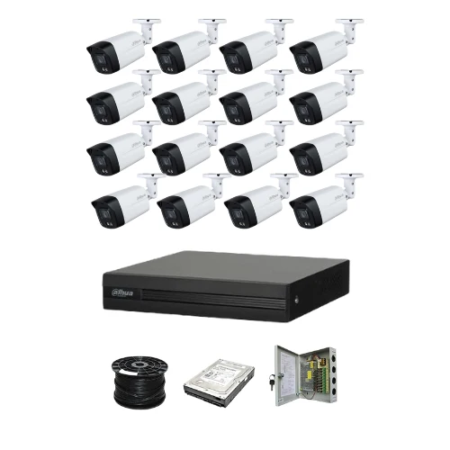 Dahua 16ch Full-Color HD Kit - HD DVR _ 16 x 1080p Full-Color cameras - 40m Full colour night vision - 1TB HDD - 100m Cable