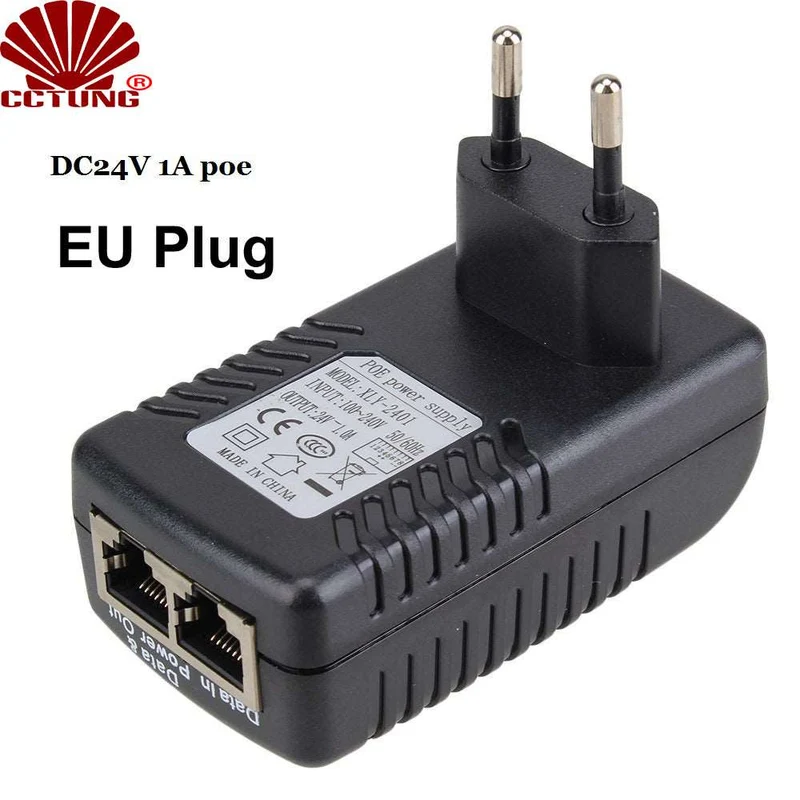 24V1A 24W POE (Power on Ethernet) Injector for CCTV POE IP Camera POE Switch Ethernet Power Adapter