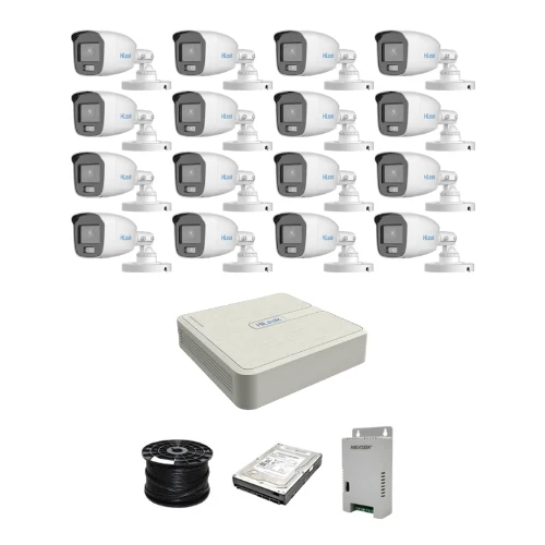 Colour Night vision - Hilook by Hikvision 16ch Turbo HD kit -16 x 1080p ColorVu cameras - 20m Full colour night vision - 1TB HDD - 100m Cable