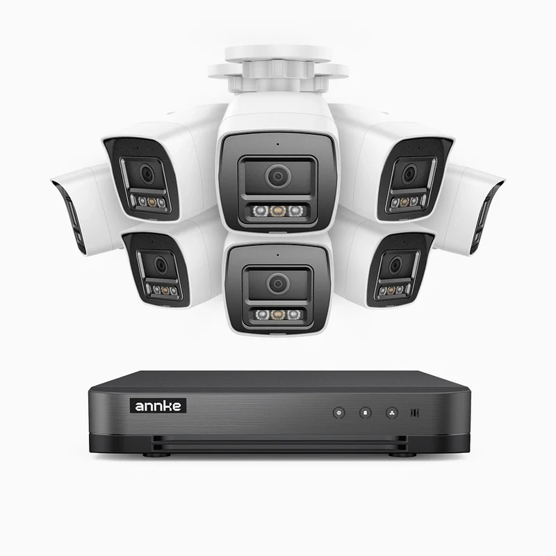 H800 - Kit de surveillance PoE 4K à 8 canaux avec 8 caméras, vision nocturne en couleur et infrarouge, Détection Personne-Véhicule, Microphone intégré, Champ de vision de 96°, RTSP et ONVIF pris en charge