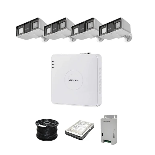 NEW! HikVision 4 Ch Turbo HD Kit - Embedded DVR - 4 x Hikvision 2MP Smart Hybrid Light Audio Camera 60M Night Vision - 500GB HDD - 100m Cable