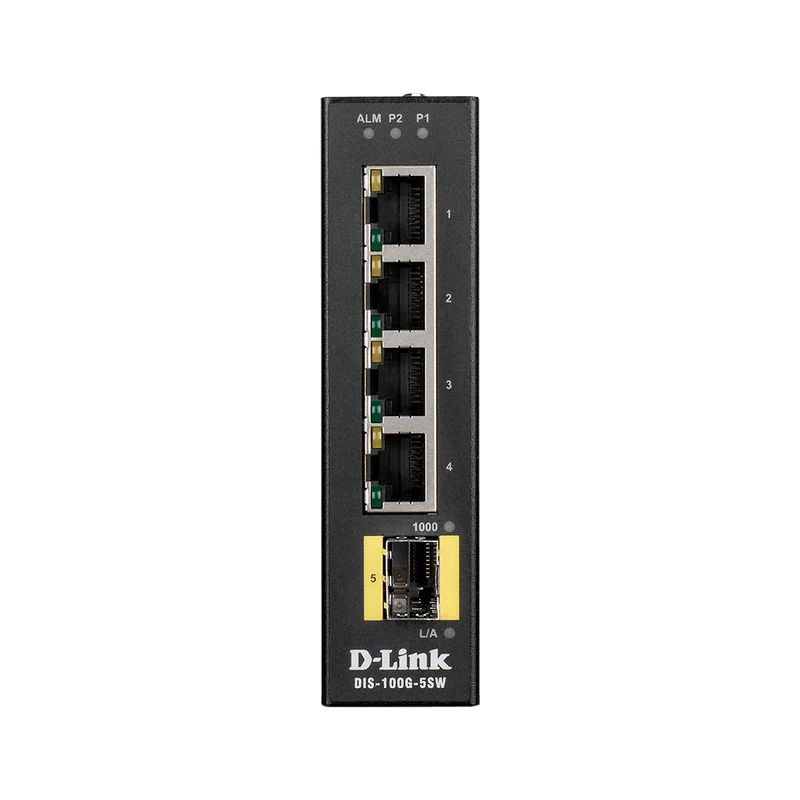 5-Port Gigabit Unmanaged Hardened Industrial Switch w/ 1 Gigabit SFP port - DIS-100G-5SW
