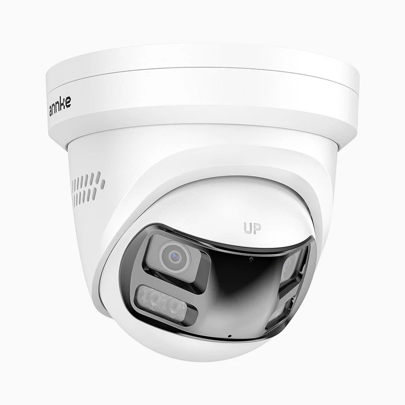 FCD800P - Caméra de sécurité PoE Extérieure 8MP UHD à Double Objectif, Vue Panoramique 180°, Boîtier Tout Métal, Smart Motion 2.0, Vision Nocturne Double Éclairage, Audio Bidirectionnel, Sirène & Alarme Active, Détection Humaine et Véhicule, IP67