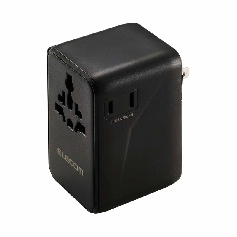 ELECOM Universal Travel Adapter, GaN II 100W International Plug Type C Type A Charging Port Storage Bag Included