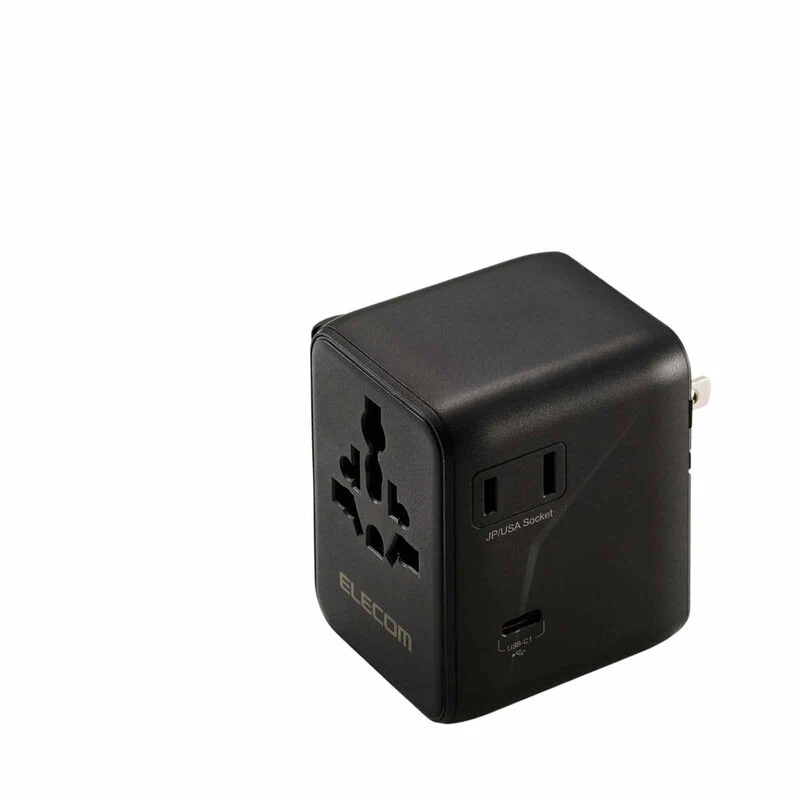 ELECOM Universal Travel Adapter, GaN II 70W International Plug Type C Type A Charging Ports Storage Bag Included
