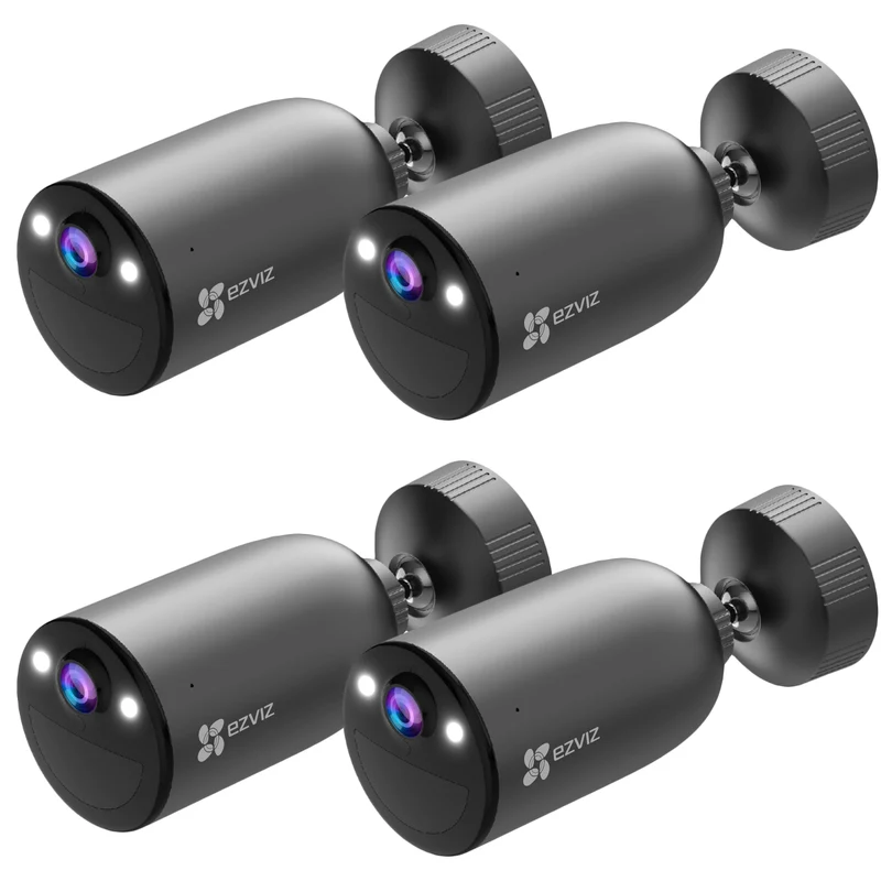 Ezviz Wireless Security Camera Outdoor 2K WiFi Battery 4pcs, Wire-Free Smart Home AI Human Detection & DIY Kit, Spotlight Defense Color Night Vision & Two-Way Audio