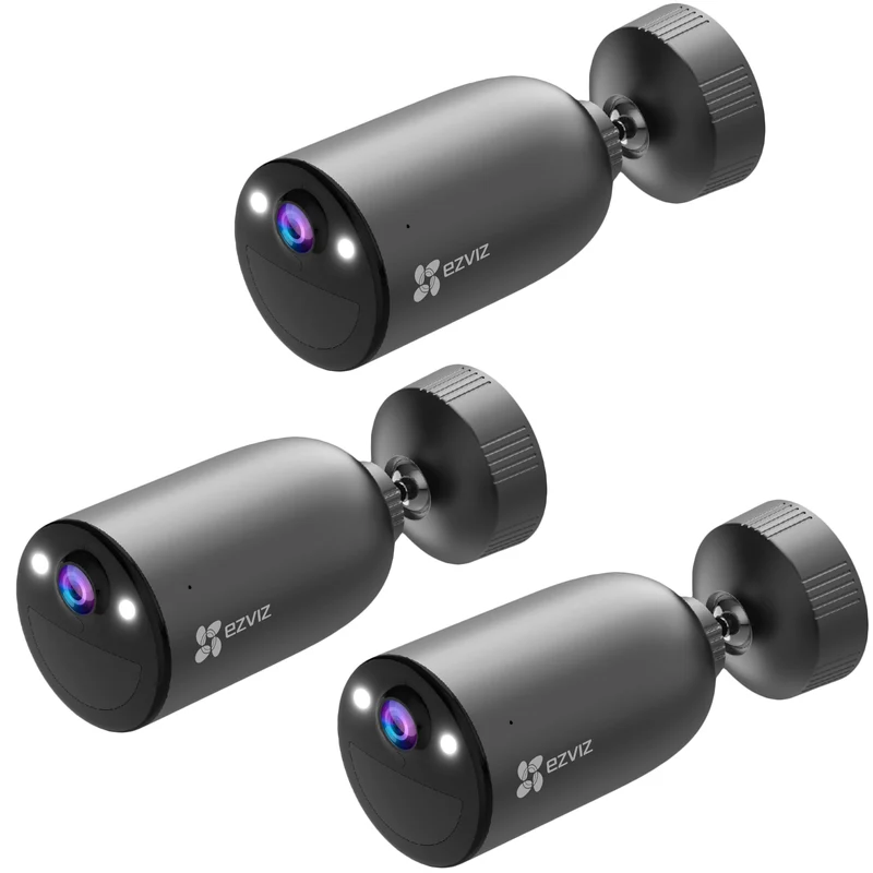 Ezviz Wireless Security Camera Outdoor 2K WiFi Battery 3pcs, Wire-Free Smart Home AI Human Detection & DIY Kit, Spotlight Defense Color Night Vision & Two-Way Audio