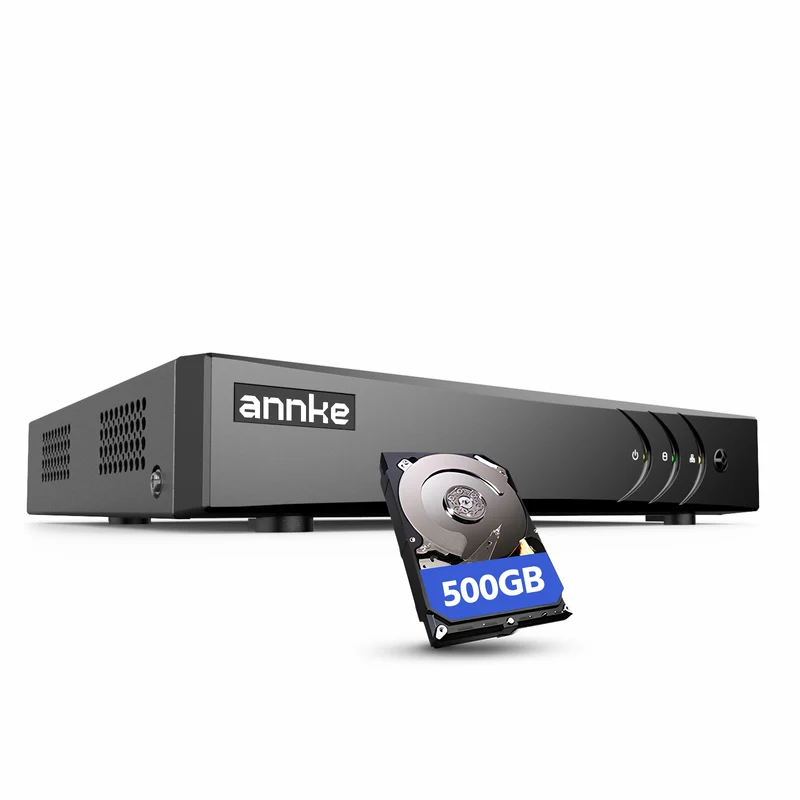 ANNKE 3K/5MP Lite 8 Kanal CCTV DVR Recorder mit 500GB Festplatte, Person- und Fahrzeugerkennung, Enregistrement 24h/24, 5 in 1 Überwachungssystem DVR Recorder für 8 Analoge und 2 IP Kameras