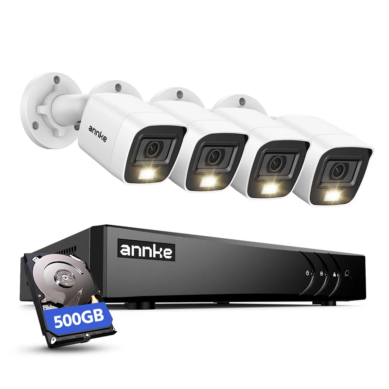 ANNKE Kit Caméra de Surveillance Exterieure 3K Lite DVR 8 Canaux, 500GB HDD, 1920 X 1080 Fil Extérieure Caméras de Vidéosurveillance, Détection de Personne/Véhicule, Vision Nocturne en Couleur, IP67