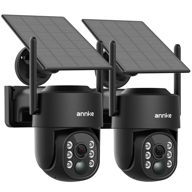 ANNKE 2.5K 4MP Camera Surveillance WiFi Exterieure sans Fil Solaire, 360° PTZ Caméra Surveillance à Batterie 9000mAh, 2,4/5GHz WiFi, Vision Nocturne Couleur, Détection PIR, Audio Bidirectionnel, IP65