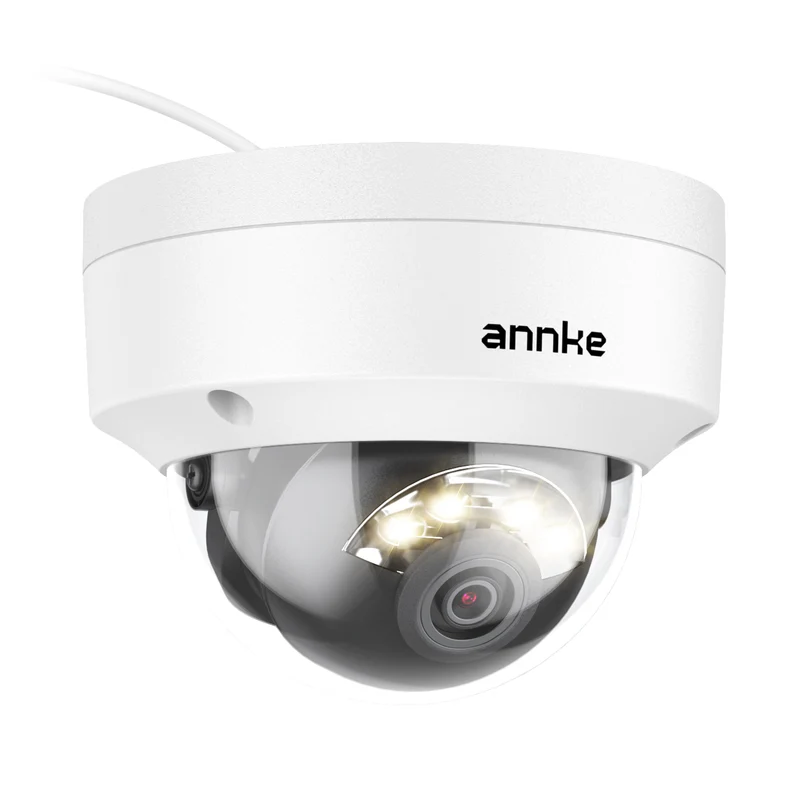 ANNKE Caméra PoE 4K 8MP Extérieure Dôme Surveillance IP, IK10 antivandale| Détection IA personnes/véhicules, Vision nocturne couleur, IP67, H.265+, Audio, Carte TF 512Go