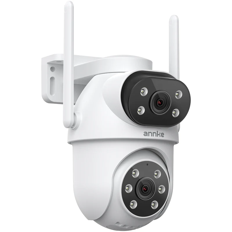ANNKE 4MP(2MP+2MP) Caméra Surveillance Extérieur à Double Objectif, 360° PTZ, Auto Suivi, Vision Nocturne Couleur, 2,4/5 GHz Wi-FI, Audio Bidirectionnel, Détection PIR, Alimentation Plug-in, IP66