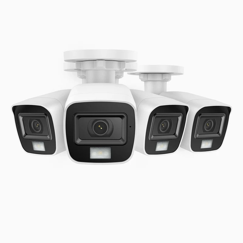 ADL500 - Lot de 4 Caméra de sécurité CCTV filaire à double lumière, f/1.2 Super Ouverture, signal de sortie 4-en-1, microphone intégré, IP67 résistant aux intempéries