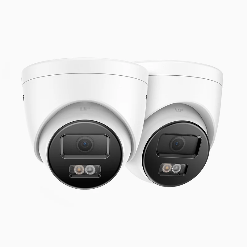 C1200 - Lot de 2 Caméra de surveillance PoE extérieure 4K 12 MP, vision nocturne couleur et IR, détection des personnes et véhicules, H.265+, microphone intégré, carte microSD, IP67