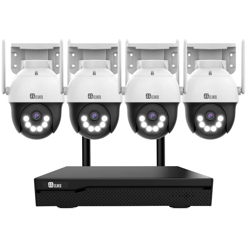 Elder 4K WiFi PTZ Security Camera System, AI-Powered 8CH NVR & 4K Semi Wireless Cameras Outdoor Color Night Vision, Person Detection Smart Home Surveillance CCTV DIY
