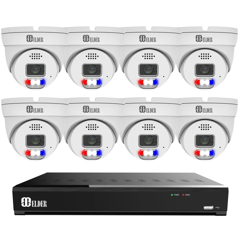 Elder AI 12MP Security Camera System NVR 16Ch PoE, 4K+ Cameras Ultra-Smart Dual-Light Outdoor, Face & License Plate, Sony Sensor & NDAA, Spotlight Dome Surveillance Wired NocVU Series