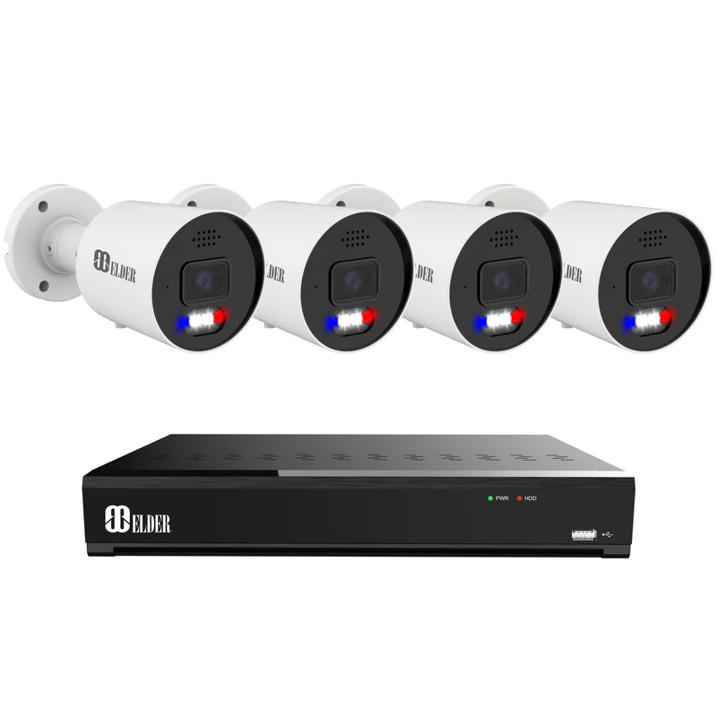 Elder AI 12MP Security Camera System NVR 8Ch PoE, 4K+ Cameras Ultra-Smart Dual-Light Outdoor, Face & License Plate, Sony Sensor & NDAA, Spotlight Bullet Surveillance Wired NocVU Series