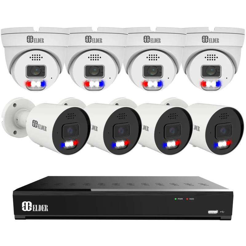Elder AI 12MP Security Camera System NVR 16Ch PoE, 4K+ Cameras Ultra-Smart Dual-Light Outdoor, Face & License Plate, Sony Sensor & NDAA, Spotlight Surveillance Wired NocVU Series