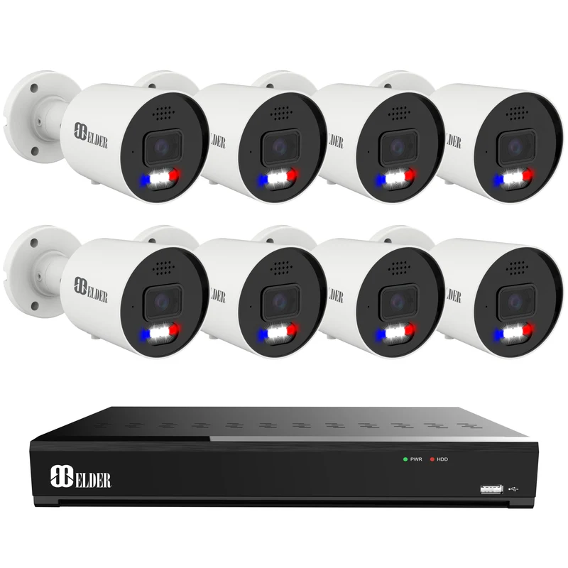 Elder AI 12MP Security Camera System NVR 16Ch PoE, 4K+ Cameras Ultra-Smart Dual-Light Outdoor, Face & License Plate, Sony Sensor & NDAA, Spotlight Bullet Surveillance Wired NocVU Series