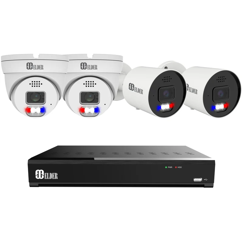 Elder AI 12MP Security Camera System NVR 8Ch PoE, 4K+ Cameras Ultra-Smart Dual-Light Outdoor, Face & License Plate, Sony Sensor & NDAA, Spotlight Surveillance Wired NocVU Series