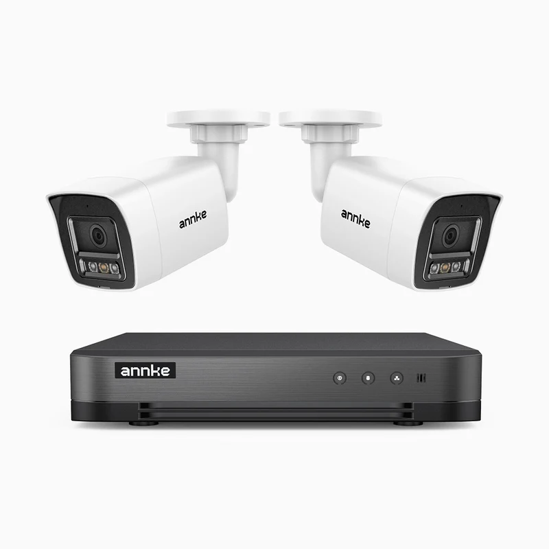 H800 - Kit de surveillance PoE 4K à 8 canaux avec 2 caméras, vision nocturne en couleur et infrarouge, Détection Personne-Véhicule, Microphone intégré, Champ de vision de 96°, RTSP et ONVIF pris en charge