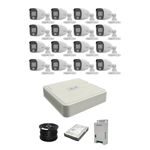 HiLook 2MP AUDIO Smart-Hybrid Light 16ch Turbo HD kit - DVR - 16 x HD1080P Hybrid Light Camera - 20M Night vision - 1TB HDD - 100m Cable