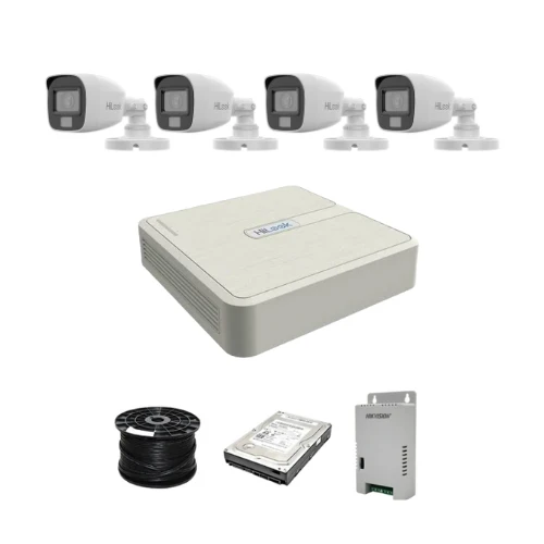 HiLook 2MP AUDIO Smart-Hybrid Light 4ch Turbo HD kit - DVR - 4 x HD1080P Hybrid Light Camera - 20M Night vision - 500GB HDD - 100m Cable
