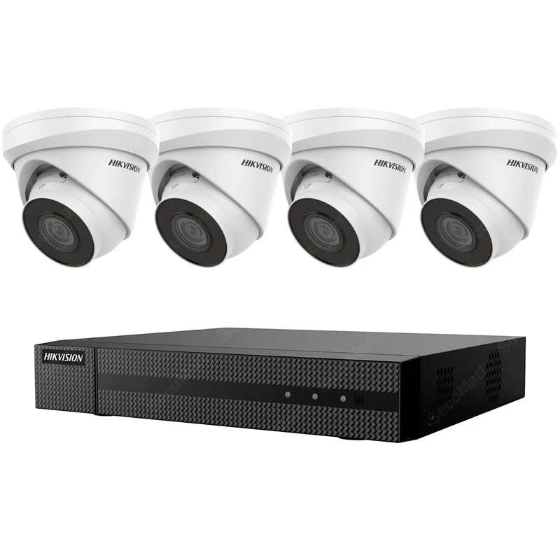 Hikvision IP Security Camera System 4K NVR PoE 1TB, 4-Camera 4MP Turret EXIR Night Vision, EKI-K41T44 Surveillance Kit