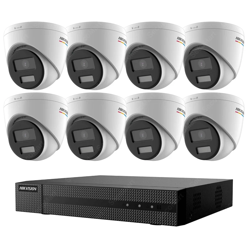 Hikvision IP Security Camera System 4K NVR 8Ch PoE 2TB, 8-Camera 4MP ColorVu Turret, EKI-K82T48C Surveillance Kit
