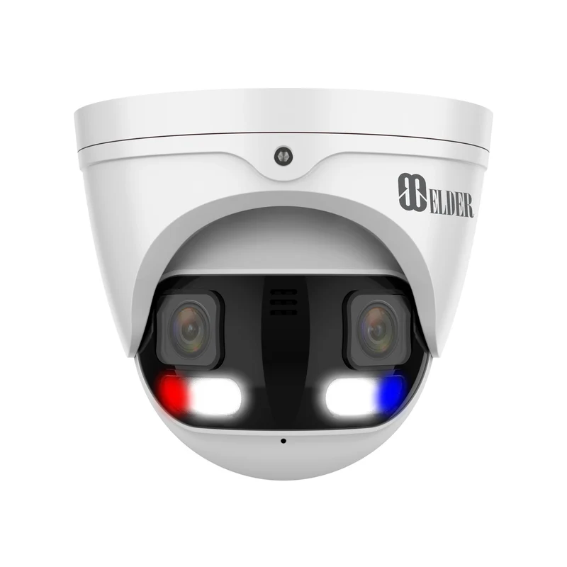 Elder AI Panoramic 8K Security Camera IP PoE Add-on, Dual Lens Camera 30FPS 4K Outdoor Dual-Light ONVIF, Face & License Plate, NDAA Surveillance NocVU Series