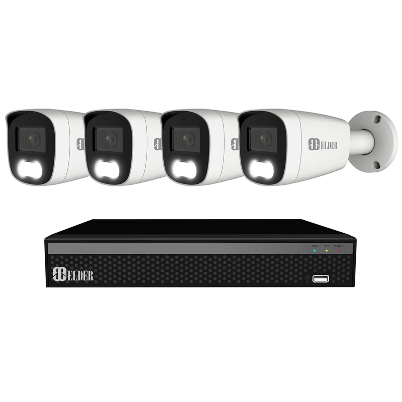 Elder 4K Security Camera System NVR 8Ch PoE, Dual-Light Color Night Vision Spotlight, Smart Home Surveillance 8MP Outdoor Wired DIY Hunter-LE Series
