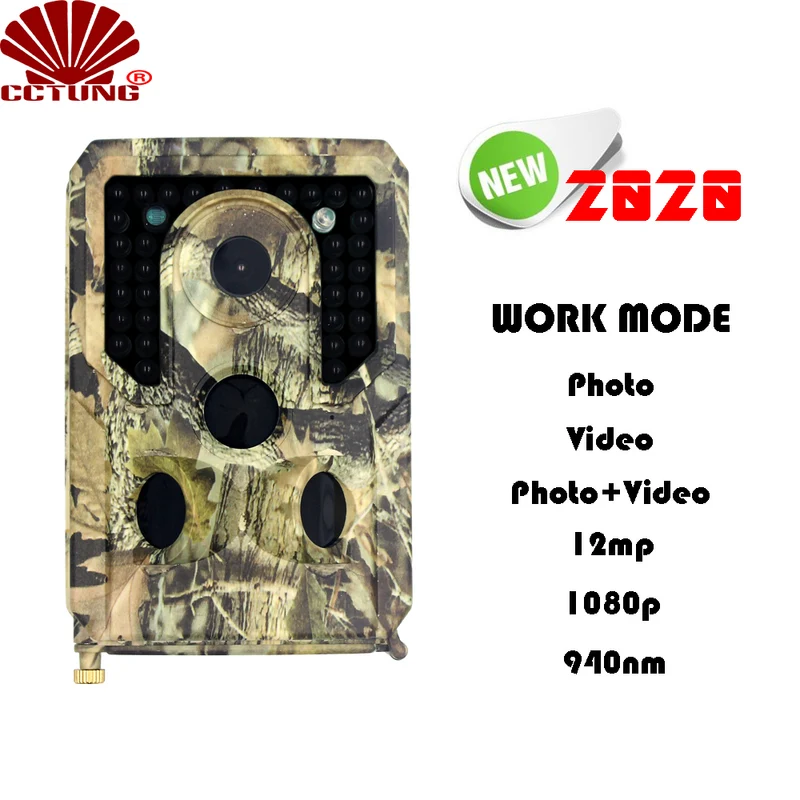 Tri-PIR Sensor Trail Camera with 12MP Photo & 1080P Video Monitoring 940nm IR LED Night Vision