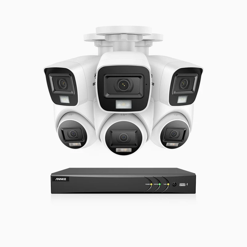 ADLK800 - Kit de surveillance CCTV filaire à double lumière 4K à 8 canaux avec 3 caméras bullet et 3 caméras tourelle, 3840x2160@20fps, f/1.6 Super Ouverture, signal de sortie 4-en-1, IP67