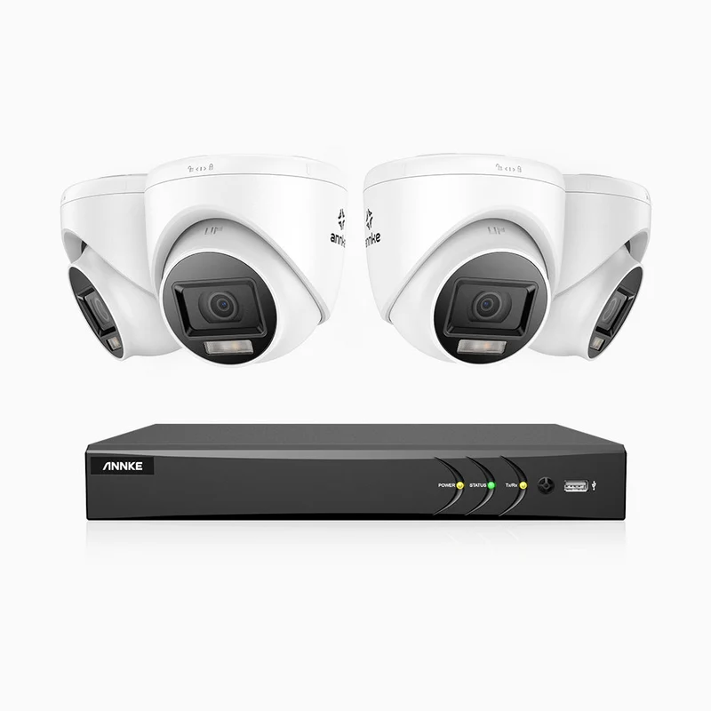 ADLK800 - Kit de surveillance CCTV filaire à double lumière 4K à 8 canaux avec 4 caméras, 3840x2160@20fps, f/1.6 Super Ouverture, signal de sortie 4-en-1, IP67