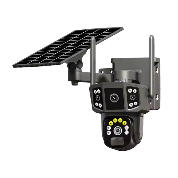 V380 Pro Pan Tilt WiFi 4K Solar Security Camera | 3 Cameras Lens