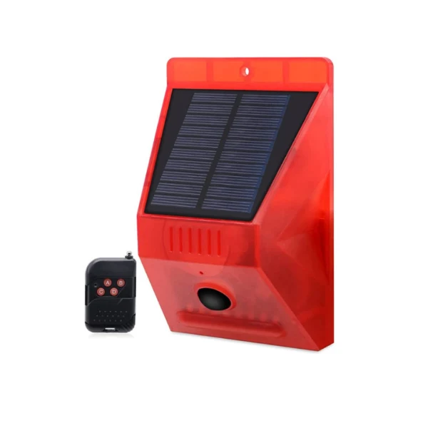PIR Outdoor Solar Alarm with Remote Control- Red